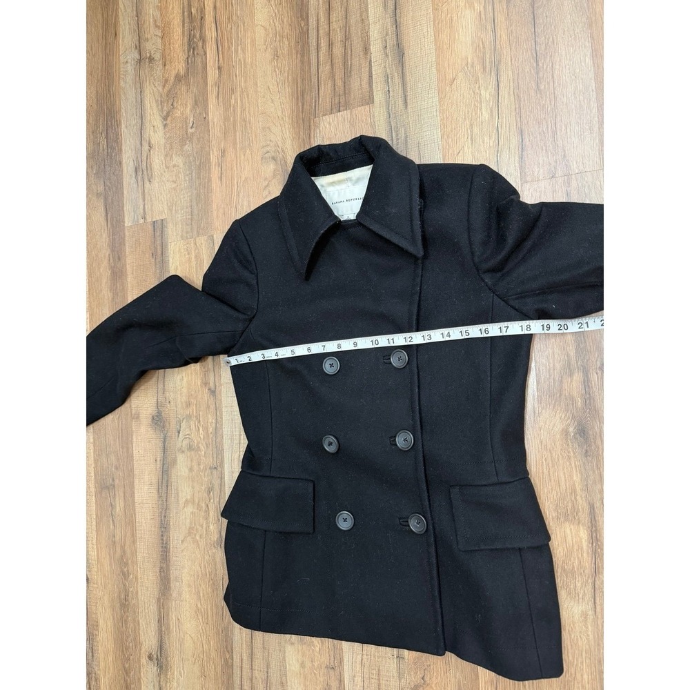 Banana Republic Wool Blend Peacoat Jacket Black Double Breasted Women S - Picture 10 of 11
